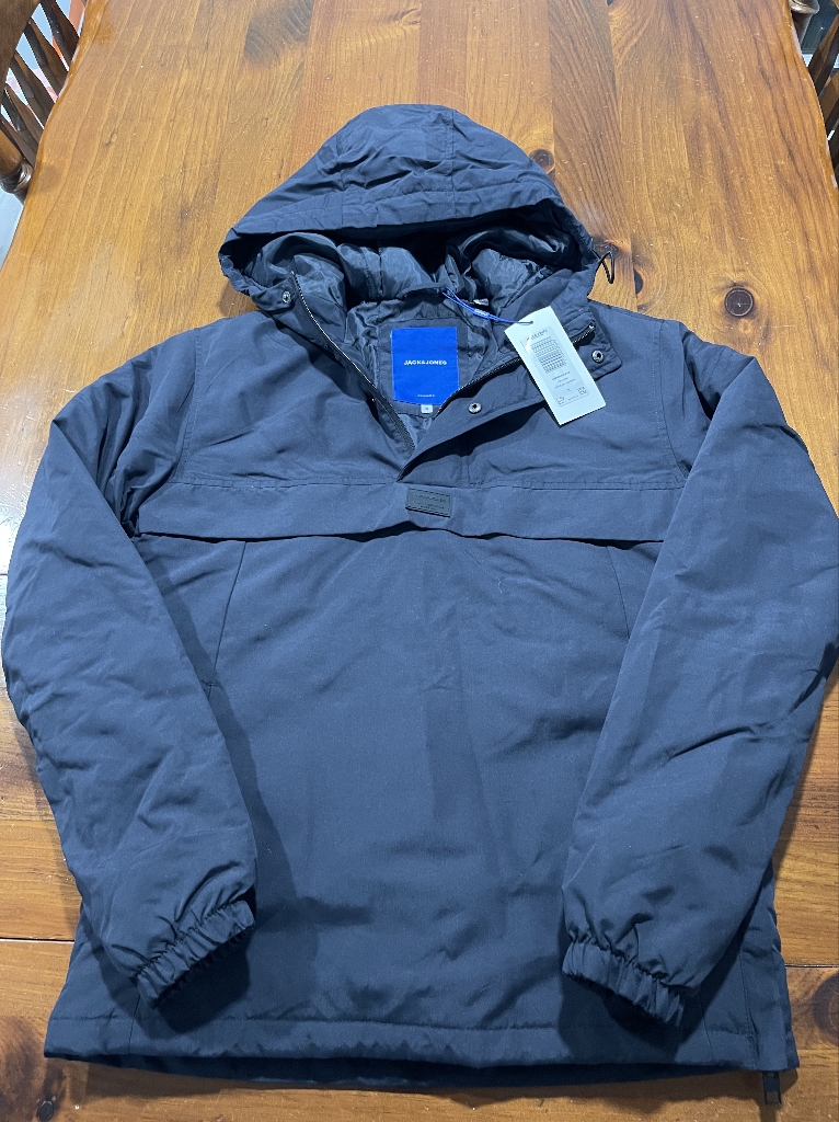 Nwt Jack & Jones Mens Dark Navy Blue Jorram Anorak Pullover Hooded Jacket Size S
